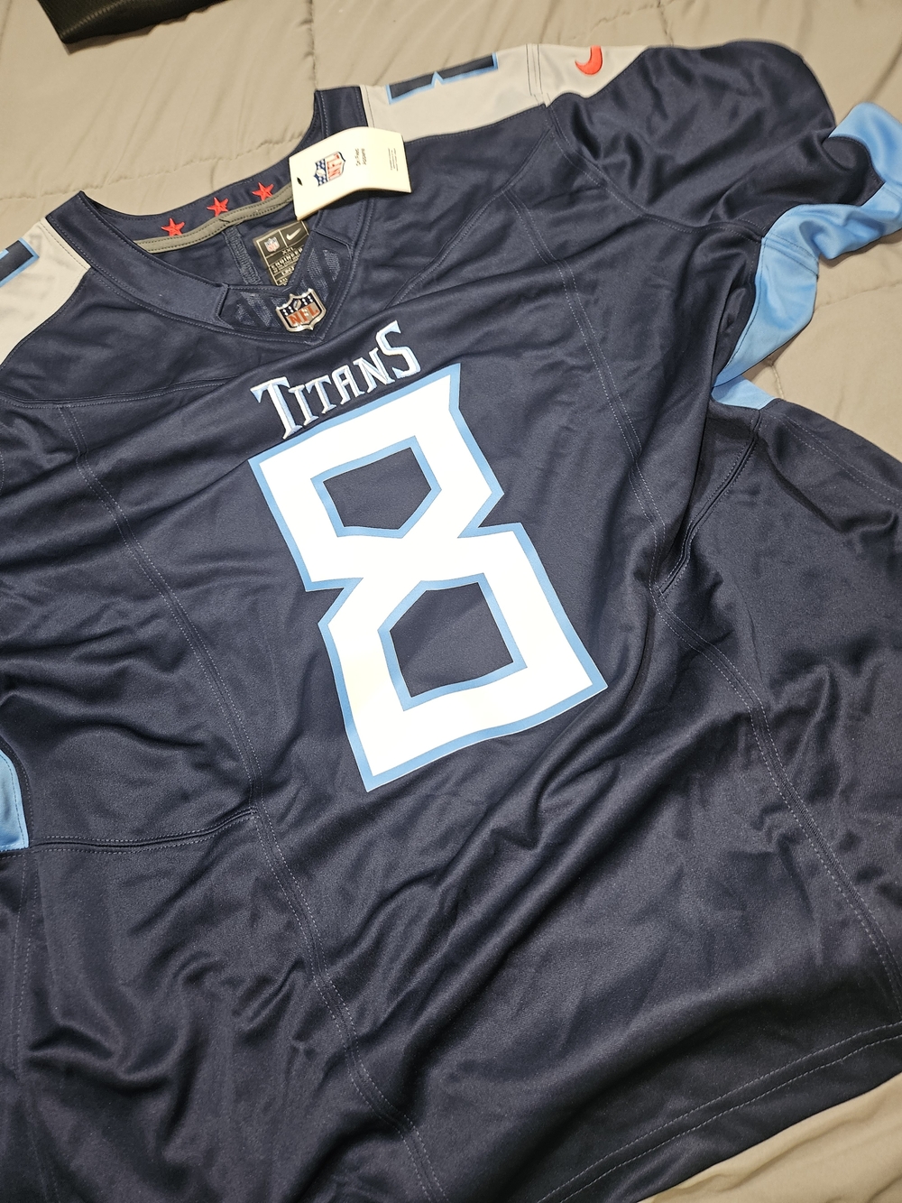 NFL Titans Levis #8 Navy and Light Blue Football Jersey 2XL NWT